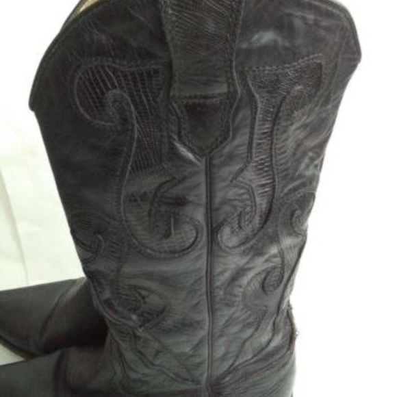 Nine West Womens US 7M Black Leather Cowboy Boots - Picture 8 of 8